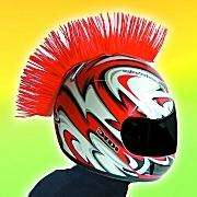 Hairy Rs Motorcycle Helmet Mohawk, Mohican. Red. 200mph  