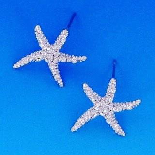 Sea Star Starfish 14K White Gold Diamond Earrings Jewelry 