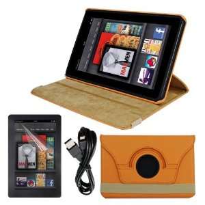 com Premium Orange 360 Leather Case And Screen Protector With 6 Feet 