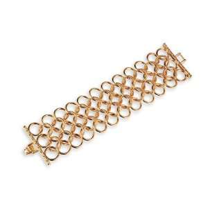  Gold Tone Round Solid Chain Link Extra Wide Bracelet 