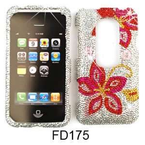  CELL PHONE CASE COVER FOR HTC EVO 3D RHINESTONES TWO PINK 