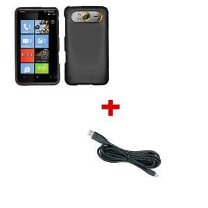  Black Rubber Cover Case For HTC HD7 + Micro USB Data Cable 