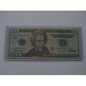   Number Circulated $20 Twenty Dollar Bill Note CJ47211111B Series 2004