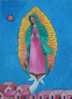 Original Painting Virgin Mary Naive Morillo Naive Art  