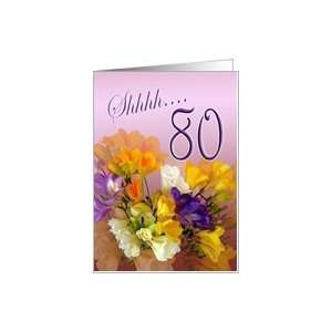  80th Surprise Birthday Party Invitation   freesias Card 