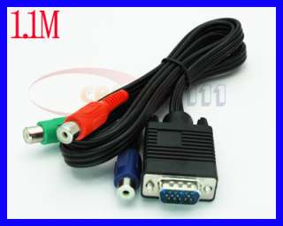 1M VGA TO 3 RCA COMPONENT CABLE ADAPTER FOR PC RGB HD TV LCD  