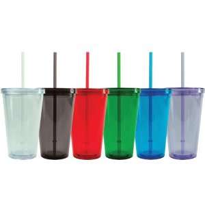 BPA Free Double Wall Acrylic Tumbler with Lid and Straw, Resuable 