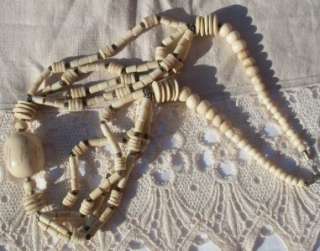   MULTI STRING OX BONE AFRICAN ETHNIC TRIBAL NECKLACE   LONG 30  