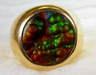 Beautiful Mans Fire Agate Ring 14 K GOLD  