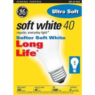   Soft Long Life General Purpose Light Bulbs 4 pk..Opens in a new window