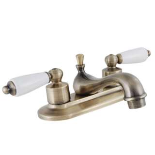 Antique Brass 4 Centerset Bathroom Faucet Oak Wood Handles Lavatory 