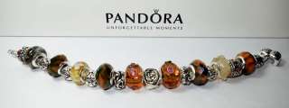 Authentic Pandora Bracelet Tibetan Rose w/19 Beads & Charms   Mother 
