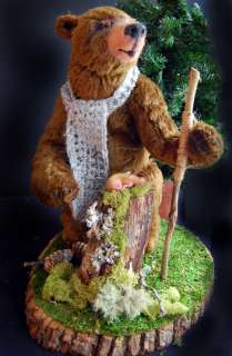Artist Bear with Fairy, Large Woodland Vignette by Mary Lou Foley 