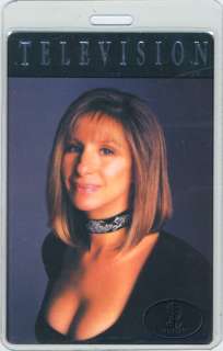 Unused laminated TELEVISION backstage pass for BARBRA STREISAND at the 