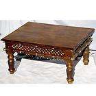   Rustic Carved Lattice Work Cocktail Sofa Coffee Table Furniture NEW