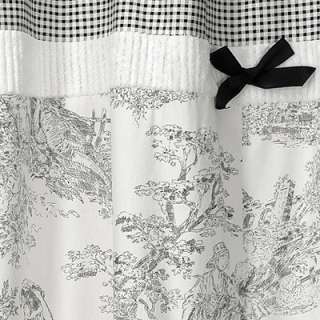   FRENCH COUNTRY TOILE CHENILLE GINGHAM FABRIC SHOWER CURTAIN  