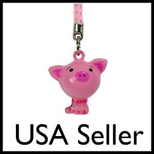 PIG BELL CHARM Pink Cell Mobile Phone Strap Brass NEW  