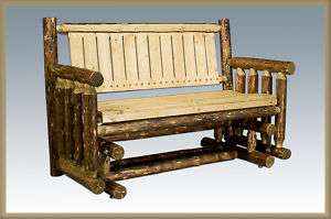 Amish Patio Furniture Log Deck Glider Porch Bench  
