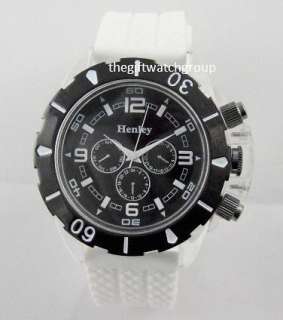 NEW HENLEY MENS BIG FACE SPORTS WATCHES, SILICONE STRAP  