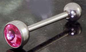 Pink Genuine 7mm Swarovski Gem Tongue ring Body Jewelry  