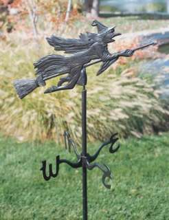 Broom Riding Wicked Witch Weathervane Metal Gothic Wiccan  