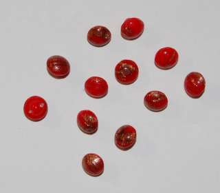 VINTAGE TINY RED GLITTER GLASS DOLL BUTTON ANTIQUE BEAD  
