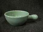 vintage usa pottery green stoneware soup bowl with handle expedited