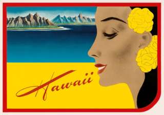 HAWAIIAN Vintage Art Deco HAWAII Sticker Scrapbook Hula  