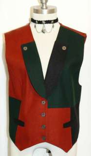 RED German WOOL Women Sport Coat Dress VEST/42/6 8 S  