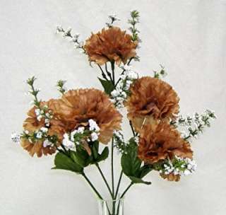 60 COFFEE BROWN Carnation Silk Wedding Bouquet Flowers  