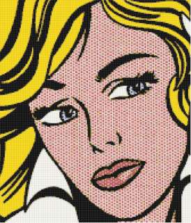 1980s Pop Art Comic Book Woman Cross Stitch Pattern  