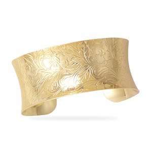  27.5mm 14kt GP Brass Floral Fashion Cuff Bracelet Jewelry