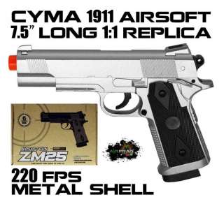 CYMA P826 ZM25 Metal COLT M1911 MKIV Silver Pistol Spring Airsoft Gun 