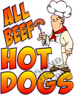 14 x 11 All Beef Hot Dog Fun Concession Trailer Decal  