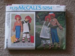 McCalls Raggedy Ann Andy Misses Mens Costume Pattern  