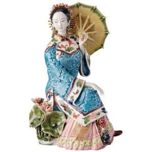  9 Chinese Asian Maiden Lady Porcelain Desktop Statue 