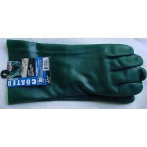 Green COATED PVC 14 Long Cleaning Work Gloves with Non Slip Grip 