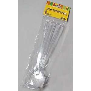  4 Pack 10in Clear Plastic Serving Forks