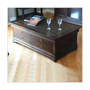   Chateau Philippe Rectangle Leather Top Coffee Table Furniture & Decor