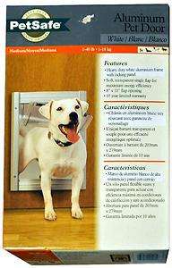 PetSafe Pet Dog Cat Door w/Flap MEDIUM Aluminum White OPEN BOX Never 