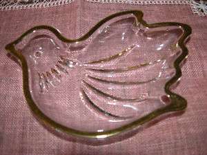 VINTAGE BIRD CANDY DISH WITH GOLD EDGE DOVE GORGEOUS  