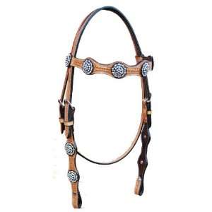  Basket Scallop Headstall With Crystal Conchos