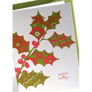  holly berry letterpress holiday greeting cards boxed 