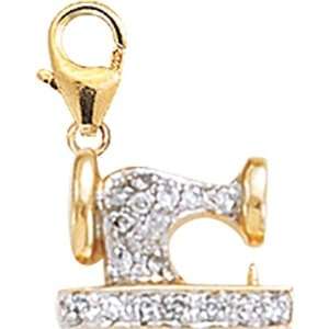  14K DIAMOND SEWING MACHINE CHARM  YELLOW GOLD: Jewelry