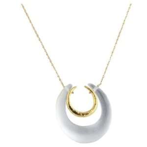  Silver Double Horseshoe Necklace with Gold by Alexis 