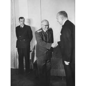 Vyshinsky Shaking Hands with George C. Marshall at the Bolshoi Theater 