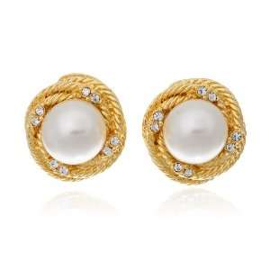  Kenneth Jay Lane   Gold Rope Pearl Earrings Jewelry