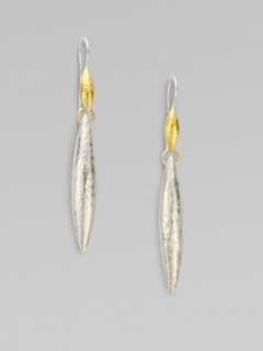 GURHAN   24K Gold & Sterling Silver Long Hammered Earrings