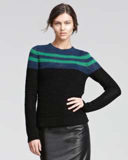 Rugby Stripe Sweater & Leather Skirt