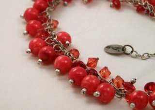 VINTAGE NECKLACE Zad Cha Cha Red Lucite Facet Crystals Fun  